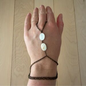 Bohemian Ring Bracelet with White Stones